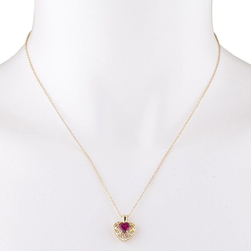 Ruby & Diamond Heart LOVE Pendant - Picture 3 of 3